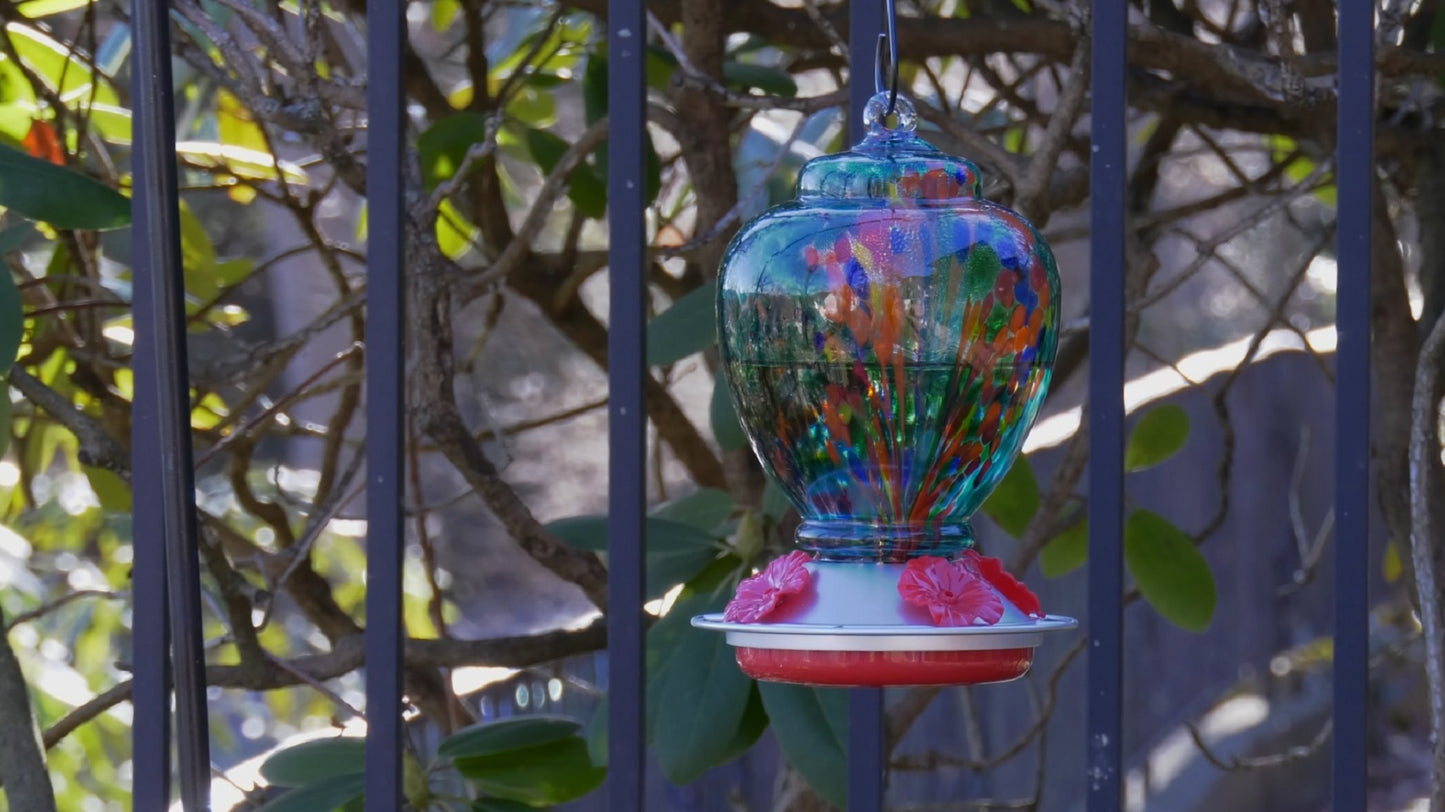 SPECKLED GLASS HUMMINGBIRD FEEDER M94214