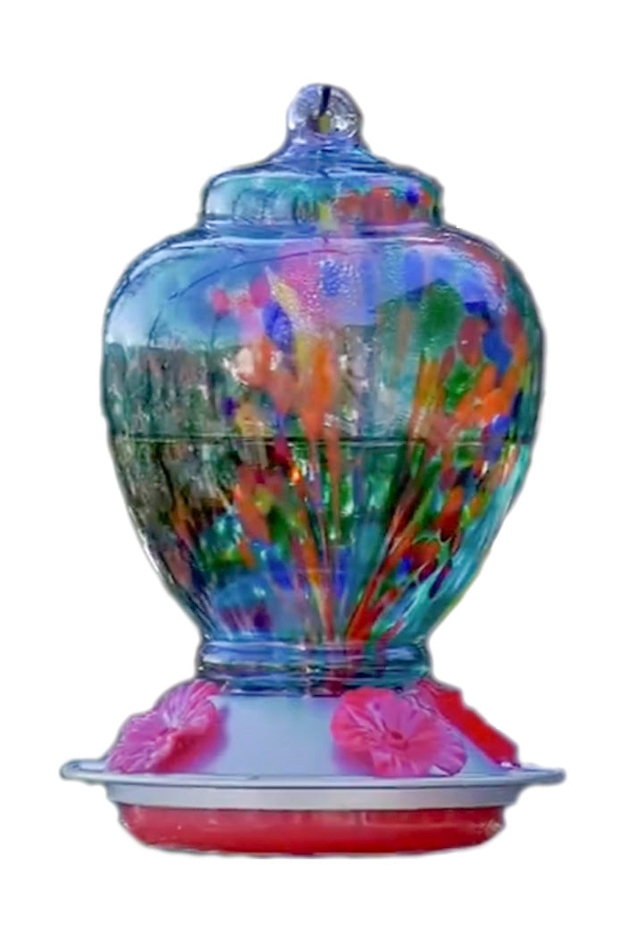 SPECKLED GLASS HUMMINGBIRD FEEDER M94214