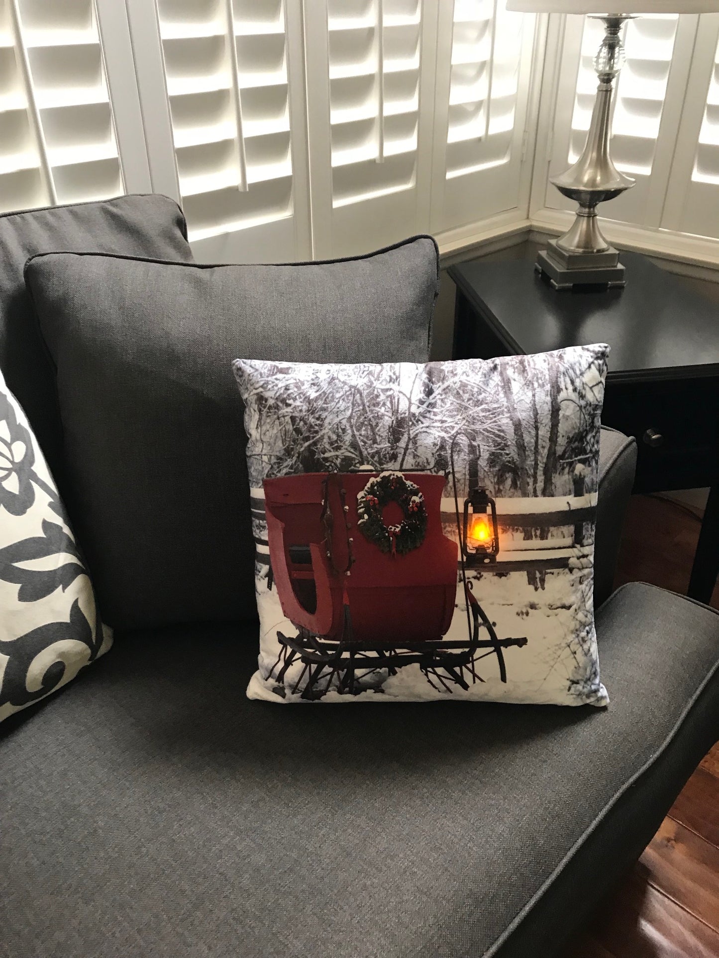 SET OF TWO 20" WINTER SLEIGH LED PILLOWS - REDUCED FOR END OF YEAR CLEARANCE