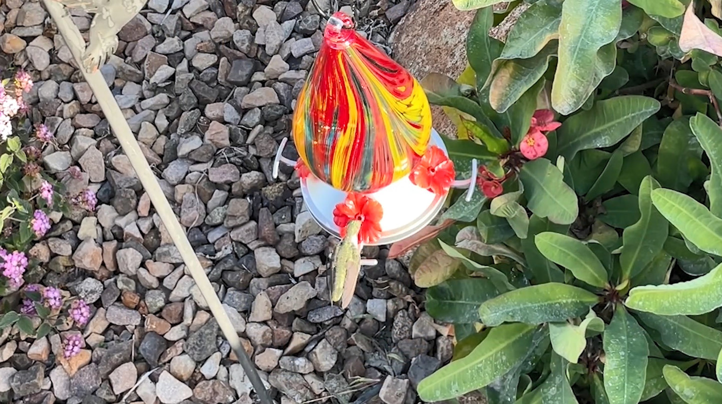 Set of 2 Swirl Glass Hummingbird Feeders M87597