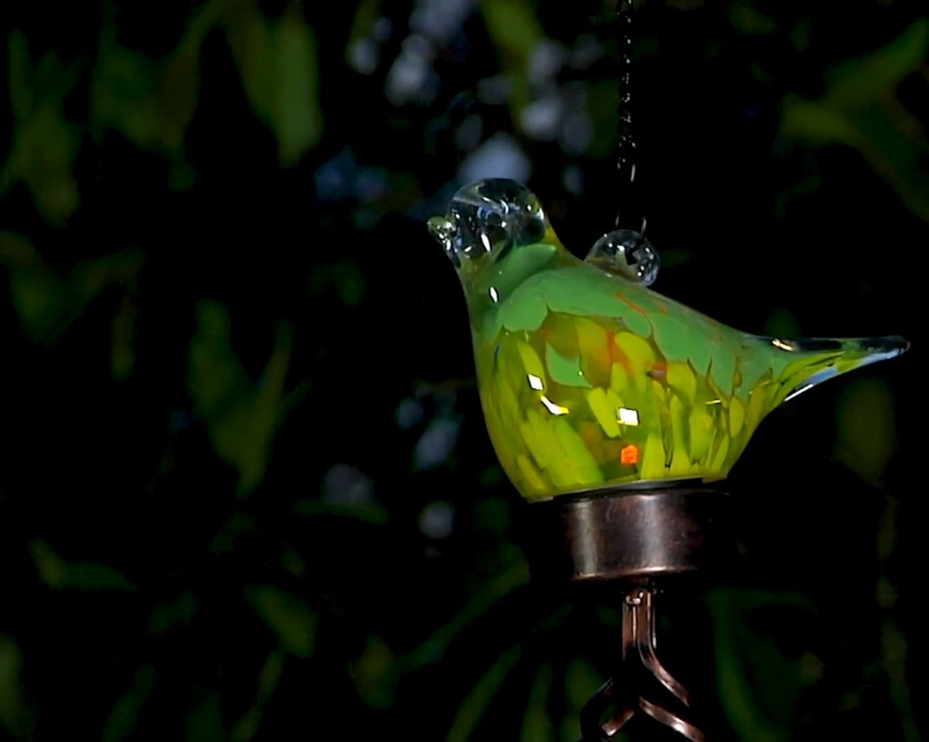 Solar Glass Bird Wind Chimes