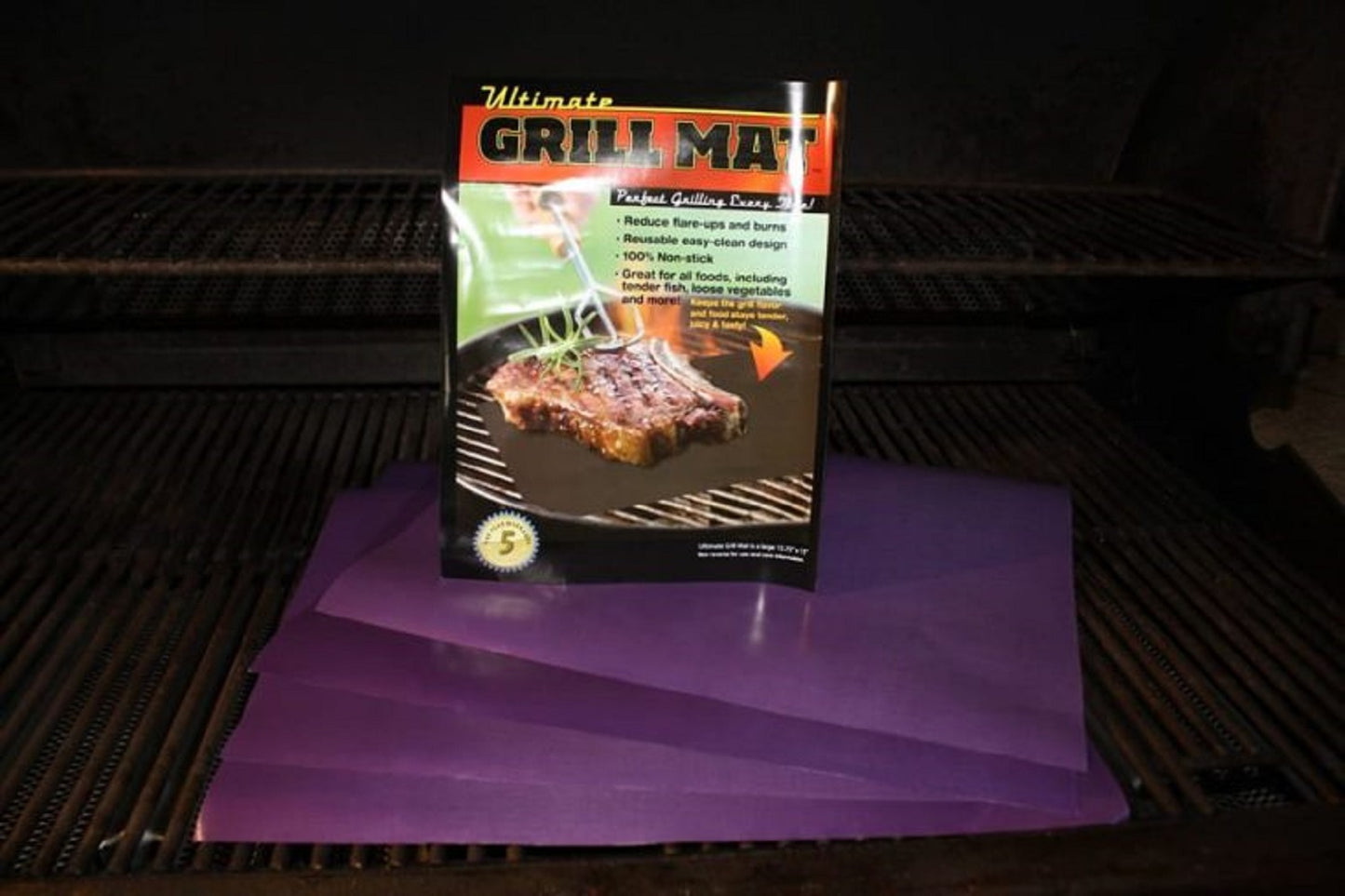 SET OF 5 ULTIMATE INNOVATIONS PURPLE GRILL MATS PLUS 1 FREE BAKING MAT