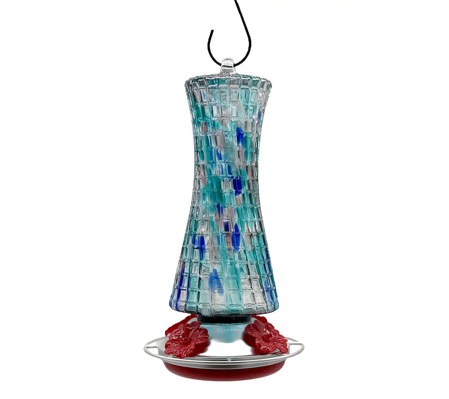 CHECKERED GLASS HUMMINGBIRD FEEDER