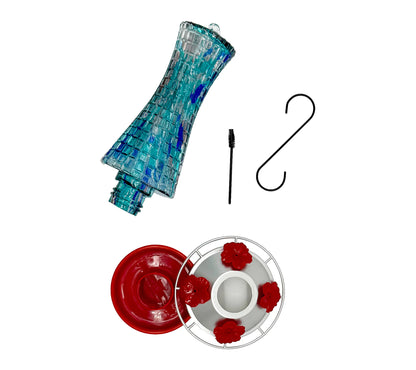 CHECKERED GLASS HUMMINGBIRD FEEDER
