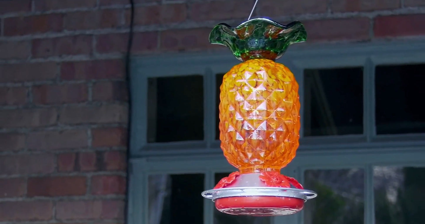 PINEAPPLE HUMMINGBIRD FEEDER WITH BUILT-IN ANT MOAT